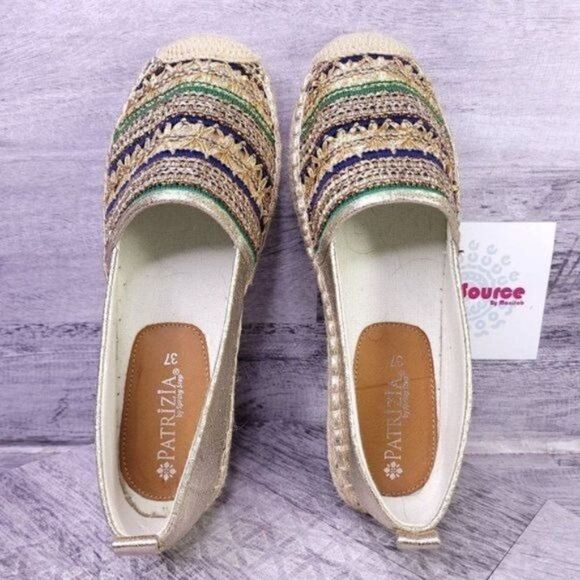 Patrizia by Spring Step Raiatea Slip on Espadrille Loafer Gold Blue Green sz 6.5 - Picture 6 of 9